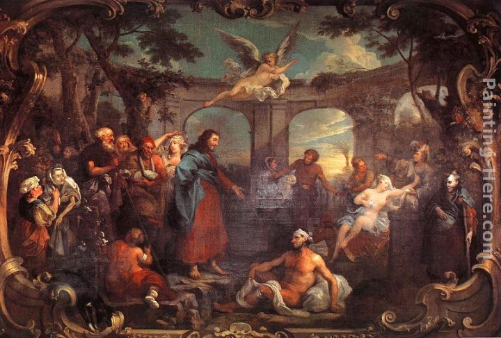 The Pool of Bethesda painting - William Hogarth The Pool of Bethesda art painting